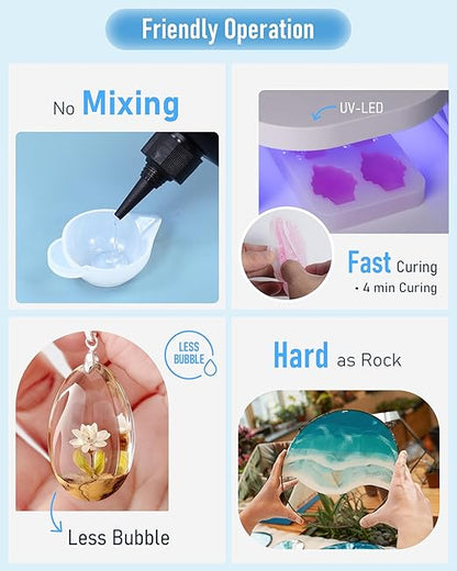 Nicpro UV Resin 500g, 2 PCS Crystal Clear UV Epoxy Resin Kit, High Viscosity & Quick Curing Glue Hard for Jewelry Making, Craft, Doming, DIY and Coating