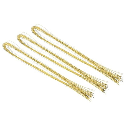 PATIKIL 32 Inch 24 Gauge Floral Stem Wire, 3 Pack/120 Pieces Bouquet Stem Paper Wrapped for DIY Crafts Flower Arrangements, Gold Tone