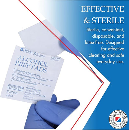 Henry Schein Large Alcohol Prep Pads (4 Boxes, 800 Total) – 70% Isopropyl Alcohol Wipes, Individually Wrapped – 2-Ply, Textured – Skin Prep Alcohol Swabs – Sterile Pads