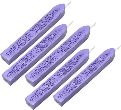 Yoption 5 Pcs Totem Fire Manuscript Sealing Seal Wax Sticks with Wicks Cord Wick Sealing Wax for Postage Letter Retro Vintage Wax Seal Stamp (Purple)