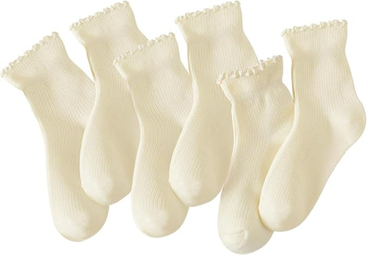 Hstyle 6 Pairs of Ruffle Socks Women, Cute Ruffle Ankle Socks