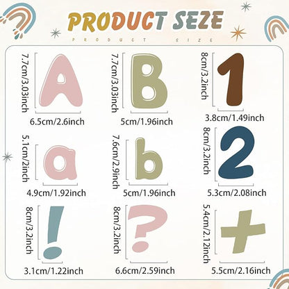 221 Pcs Bulletin Board Letters Round Alphabet Number Punctuation Symbol Combo Letter Cutouts Classroom Decoration for School Classroom Chalkboard Poster Board(Boho Round)