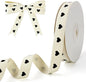 Cotton Herringbone Ribbon - Natural Twill Tape for Custom Gift Wrapping & DIY Crafts-5/8 Inch x 15 Yards - Black Heart Print
