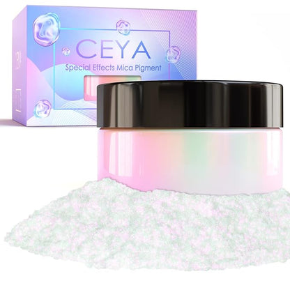 Ceya Interference Mica Powder, 1.8oz/ 50g Ghost Plum Chrome Nail Powder, Cosmetic Grade Pearlescent Effect Color Shift Pigment for Epoxy Resin, Makeup Shimmer, Nail Polish, Soap Dye, Candle Making