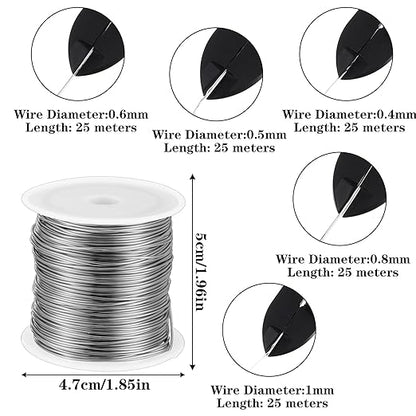 5 Rolls Jewelry Making Wire 18, 20, 22, 24, 26 Gauge Copper Craft Wire Bendable Metal Jewlery Wires Kit Silver Beading Wires for Jewelry Making Supplies and Crafting, 5 Size(Silver)