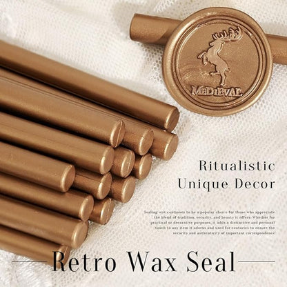 Classic Antique Gold Sealing Wax Stick, Wax Seal Stick for Mini Glue Gun, DIY Wedding Invitation Decoration - Pack of 16