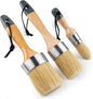 Mister Rui Chalk Paint Brushes, 3 Pack Wax Brush Set, Round Paint Brush Use with All Paints, Natural Bristle Brush for Painting, Stencils, Waxing, Home Decor, DIY Art Crafts