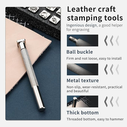 33 PCS Leather Stamping Tool Set, 32 PCS Leather Stamps Patterns + 1 Stamping Handle for Craft, Quality Craft Tool Stamp Set for DIY Beginners and Professionals