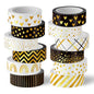 Whaline 12 Rolls Gold Foil Pattern Washi Tape Heart Dot Stripe Rainbow Masking Tape Set Decorative Wrapping Paper Tapes for Scrapbook Journal DIY Art Crafts