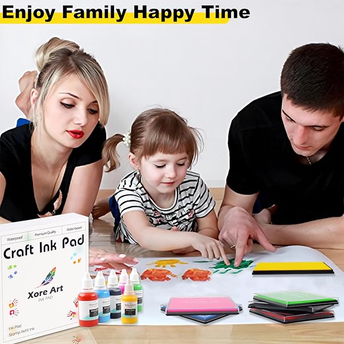 5"x4'' Large Ink Pad Washable Stamp Ink Pad for Baby Footprint Handprint with 30ml Premium Refill Ink (Yellow)