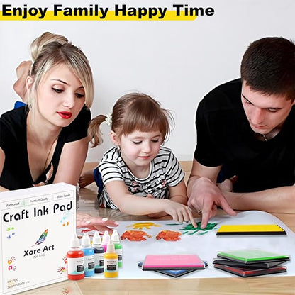 5"x4'' Large Ink Pad Washable Stamp Ink Pad for Baby Footprint Handprint with 30ml Premium Refill Ink (Yellow)
