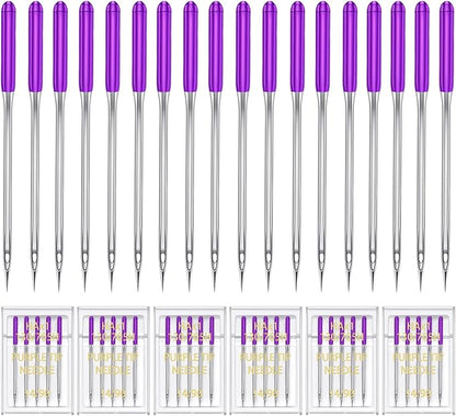 HONEYSEW 30 Pieces Sewing Machine Needles HAX1 130/705H Universal Regular Point Flat Shank Sewing Needle Compatible with Singer, Brother,Janome,Pfaff and Other Brand (Purple Size 14-30PCS)