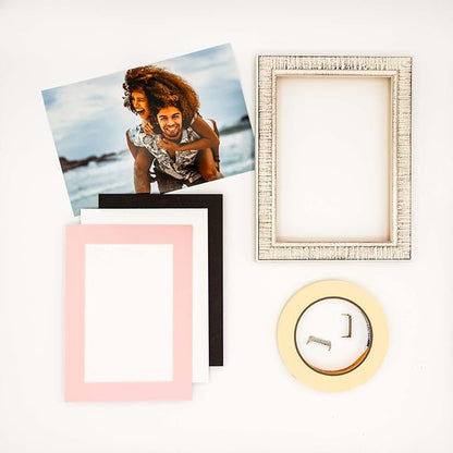 Pack of 25 Acid Free 8x10 Mats Bevel Cut for 5x8 Photos - Soft Pink Precut Matboards With Backing Boards and Clear Photo Mat Bags For Pictures, Photos, Framing - 4-ply Thickness