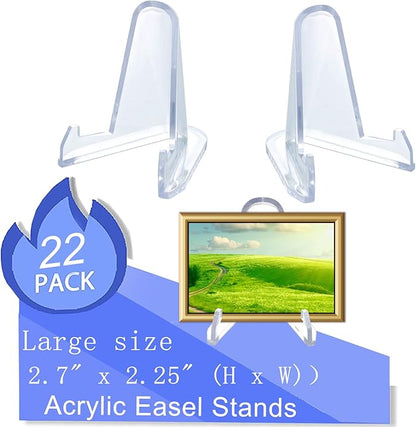 22 Packs(2.7 Inch) Acrylic Easel Stands Display Stands/Plate Stands Coin Display Easel Holder for Air-Tite Coins Pocket Watches Capsules Challenge Medals Casino Chips , Photo Display,Baseball Sports