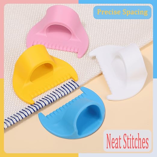 2 PCS 4mm Edge Lock Seam Guide, Mini Sewing Finger Ruler for Hand Sewing, DIY Sewing Kit Tool, Sewing Needle Gauge Measuring Guide, Blue