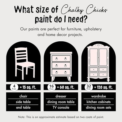 Chalky Chicks All-in-One Chalk Paint for Furniture or Cabinet - 16 Fl Oz - Matte Finish Paris Pink for Metal, Wood Furniture Paint - No Sanding All-in-One for Home Decor & Crafts, USA Made