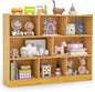 KOTEK Toy Storage Organizer, 8 Cubby Kids Bookshelf, Wooden 4-Tier Bookcase Storage Cabinet, Open Display Book Shelf for Daycare, Nursery, School Classroom, Living Room & Bedroom (Burlywood, 8 Cubes)