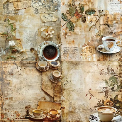 Vintage Coffee Scrapbook Paper Pad Color Patterned Paper 6×6,24 Sheets Single-Sided Scrapbooking CardStock Papers Pad for Holiday Cardmaking DIY Origami Journaling. (R2436, 6inch)