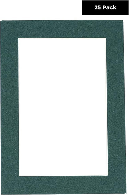 Pack of 25 Acid Free 11x14 Mats Bevel Cut for 8.5x11 Photos - Forest Green Precut Matboards For Pictures, Photos, Framing - 4-ply Thickness