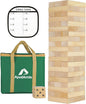ApudArmis Giant Tumble Tower Stack to Over 5.2Ft, 60 PCS Pine Wooden Stacking Timber Tower,Classic Block Giant Outdoor Indoor Game for Adults, Fun Game at Backyard, Lawn, Party with Family & Friends