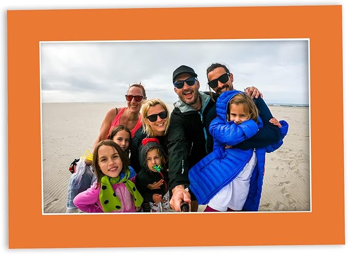 6x8 Mat for 8x10 Frame - Precut Mat Board Acid-Free Orange 6x8 Photo Matte Made to Fit a 8x10 Picture Frame, Premium Matboard for Family Photos, Show Kits, Art, Picture Framing, Pack of 1 Mat