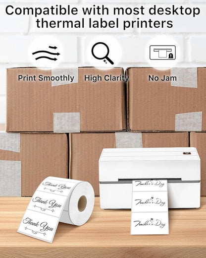 iEager 3" x 2" Thermal Labels, Rectangle Thermal Printer Stickers, Self-Adhesive Durable Sticker with Perforation Line, 500 Labels/Roll, White