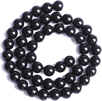 6MM Natural Black Agate Gemstone Beads Round Loose Stone Beads for Jewelry and Bracelets Making 120pcs 2 Strands 32"