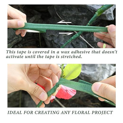 BOMEI PACK Dark Green Floral Tape 18 Rolls 1/2 inch x 30yds for Fixing, Decorating Flower Bouquets, and Bouquet Wrapping.