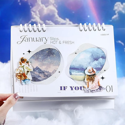 Sky-Themed Scrapbook Paper Set, 120PCS Dual-Material Ephemera for Junk Journaling, Scrapbooking, DIY Crafts, and Art Supplies