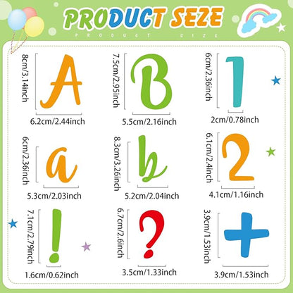 221 Pcs Classroom Bulletin Board Letters Colorful Alphabet Cutouts Number and Punctuation Symbol Combo Letter Cutouts for Spring Summer Wall Chalkboard Poster Board Decor(Bright)