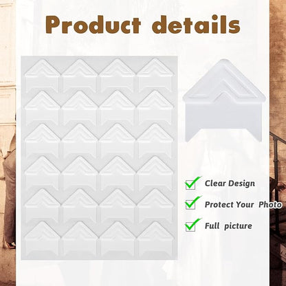 240 Pcs Photo Corners Self Adhesive Picture Corners for Scrapbooking, White Photo Corner Stickers, Photo Mounting Corners for DIY Scrapbook, Photo Album, Journal, 10 Sheets