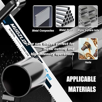 10 Pack 9 inch Reciprocating Saw Blades Set,14/18TPI High Carbon Saw Blades, Metal Saw Blades with Organizer Case (10, 14/18TPI/225mm)