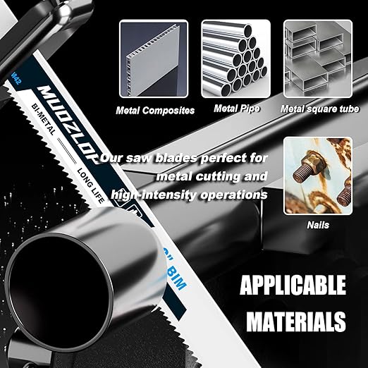 5 Pack 12 inch Reciprocating Saw Blades Set,14/18 TPI High Carbon Saw Blades, Metal Saw Blades with Organizer Case (5, 14/18TPI/300mm)