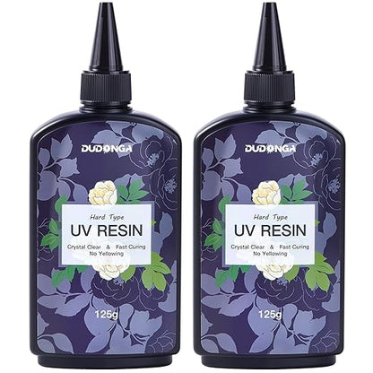 UV Resin 250g, DUDONGA Low Viscosity Crystal Clear Ultraviolet Thin Epoxy Resin, Quick-Curing & Low Shrinkage UV Glue Kit for Crafts, Jewelry Making, Casting