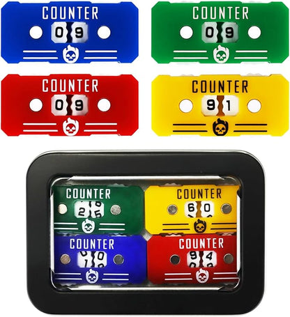 4Pcs MTG Life Counter with Metal Box, Health Tracker Life Counter for MTG Magic Card Games Accessories Tabletop RPG D&D CCG TCG Board Games