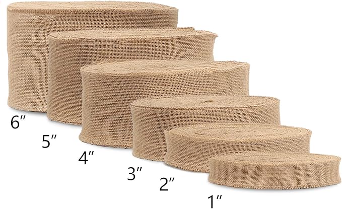 KINJOEK 6 Inch Wide 27 Yards Burlap Ribbon, Natural Jute Fabric Ribbon, Crafts Ribbon for Christmas, Wedding, Gifts, Burlap Fabric DIY for Decoration,