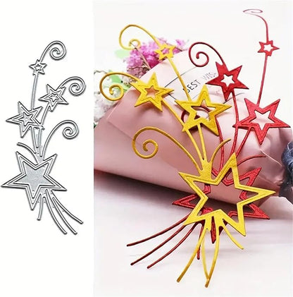 Metal Cutting Dies DIY Embossing Stencil Template Scrapbooking Card Making Mold Photo Album Arts Crafts Tools (Star Ribbon-5.6x12.7cm)