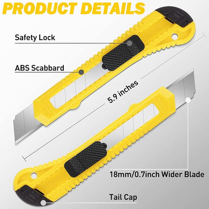 DIYSELF 14 Pack Box Cutter Retractable, 18mm Box Knife, Utility Knife Retractable with Snap Off Blade, Box Opener for Home, Cutter Knives for Cardboard, Art, Craft