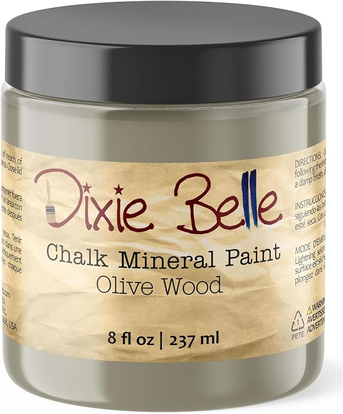 Dixie Belle Paint Company Chalk Finish Furniture Paint – Olive Wood (8oz) – Matte Chic Chalk Mineral DIY Furniture Paint