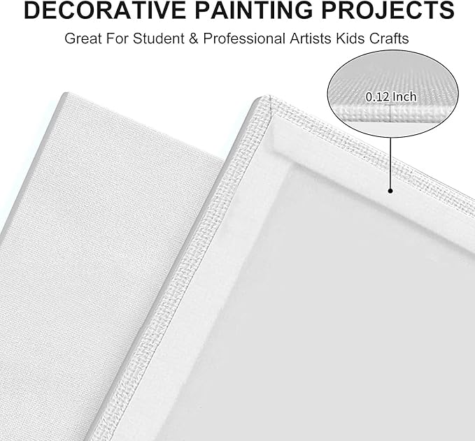Canvas Panels 8x10 Inch 60-Pack, 10 oz Primed 100% Cotton White Blank Small Canvases for Painting, Flat Canvas Board for Oil Acrylics Watercolor & Tempera Paints