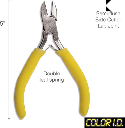 The Beadsmith Color-ID Side Cutter – 5 inches (127mm) – Yellow Comfort Grip Handle – Polished Steel Head and Double-Leaf Spring - Tool for Jewelry Making