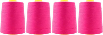 Mandala Crafts 4 Pack of Serger Threads Cones Spools - 20S/2 24000 Yards Polyester Hot Pink Threads for Sergers Machine and Overlock Quilting Sewing Machine