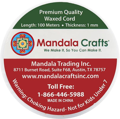 Mandala Crafts 1mm 109 Yards Light Gold Cotton Waxed Cord for Jewelry Making Bracelet Cord Waxed String - Beading String Thread Jewelry Cords for Necklaces String