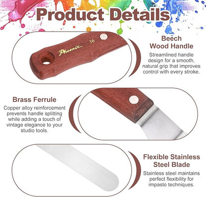 MECCANIXITY Pack of 1 Large Palette Knife No.16, 11.8" Long Palette Knives with Stainless Steel Flexible Spatula Pallet Knife and Wood Handle for Scraping, Mixing, Oil Acrylic Painting Canvas