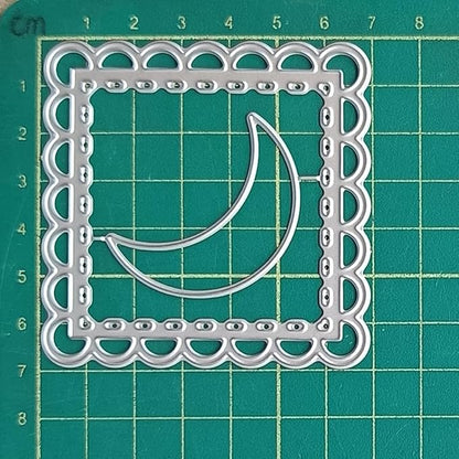 Cutting Dies Metal Stencils Scrapbooking Tools DIY Embossing Template for Paper Card Making Album Arts Crafts Supplies (Moon Frame-6.9x6.9cm)