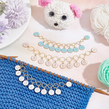 NBEADS 2 Pcs 0-9 Enamel Number Knitting Row Counter Chains, Alloy Stitch Markers Row Counting Accessories for Knitting Crochet Tracking Project Progress