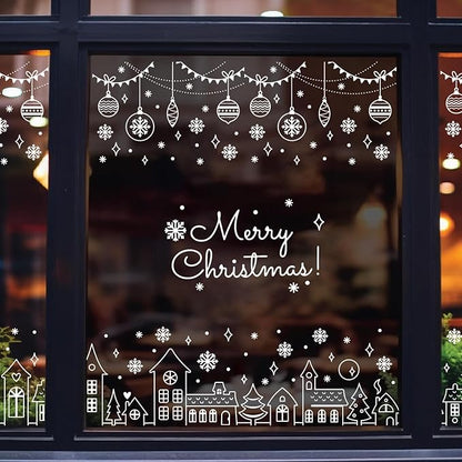 Christmas Stencils for Window Glass Large Christmas Stencils for Crafts Reusable Xmas Village House Holiday Stencil for Painting on Wood Wall Fabrics Decor