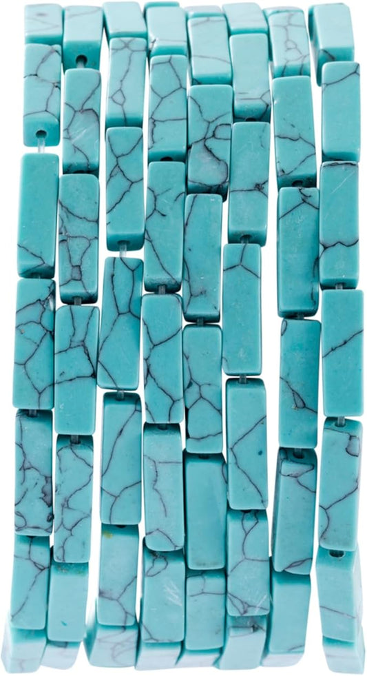 Natural Blue Turquoise Rectangle Tube Beads 4x13mm 38cm/str Loose Semi Gemstone Stone Beads for Making Bracelets Necklace Earrings