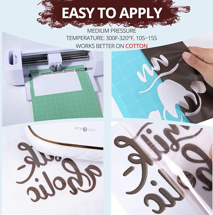 HTVRONT Puff Vinyl Heat Transfer -10" x 6ft Reddish Brown 3D Puff Heat Transfer Vinyl for T-Shirt- Wine Red Puff Htv Vinyl Compatible with Cricut Cutting Machine-Easy Cut/Weed