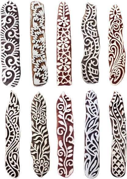 Clay Printing Stamps Urban Border Design Wood Blocks (Set of 10) Htag2157